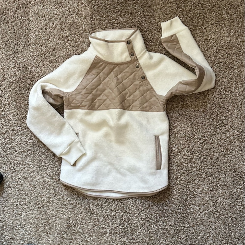 Abercrombie & Fitch White Fleece Pullover, S